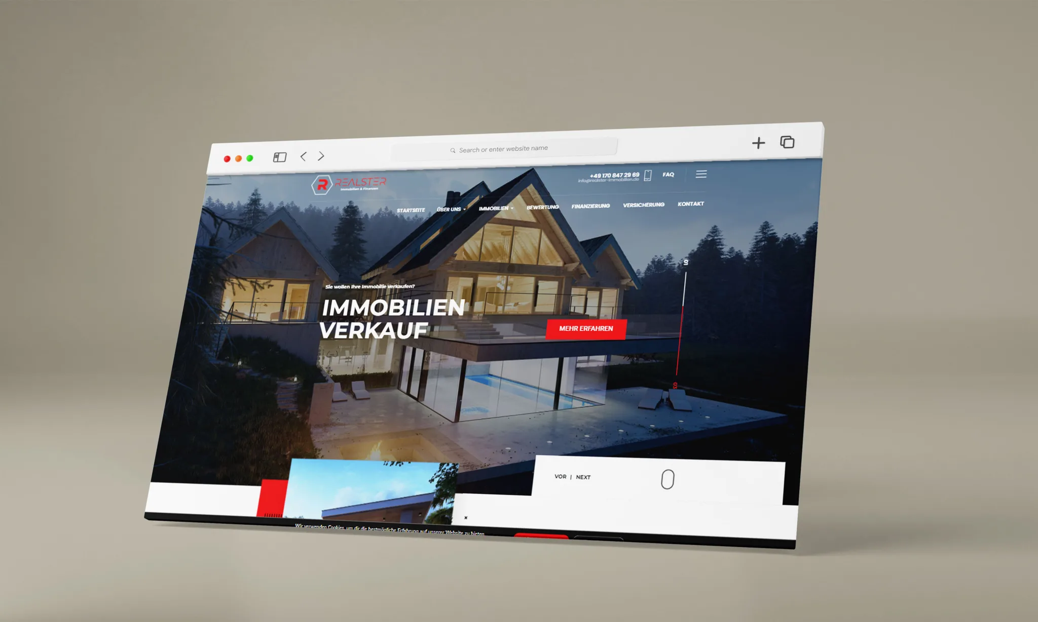 Webseite Realster Immobilien Gestaltung/Umsetzung von Ghasto Medienagentur