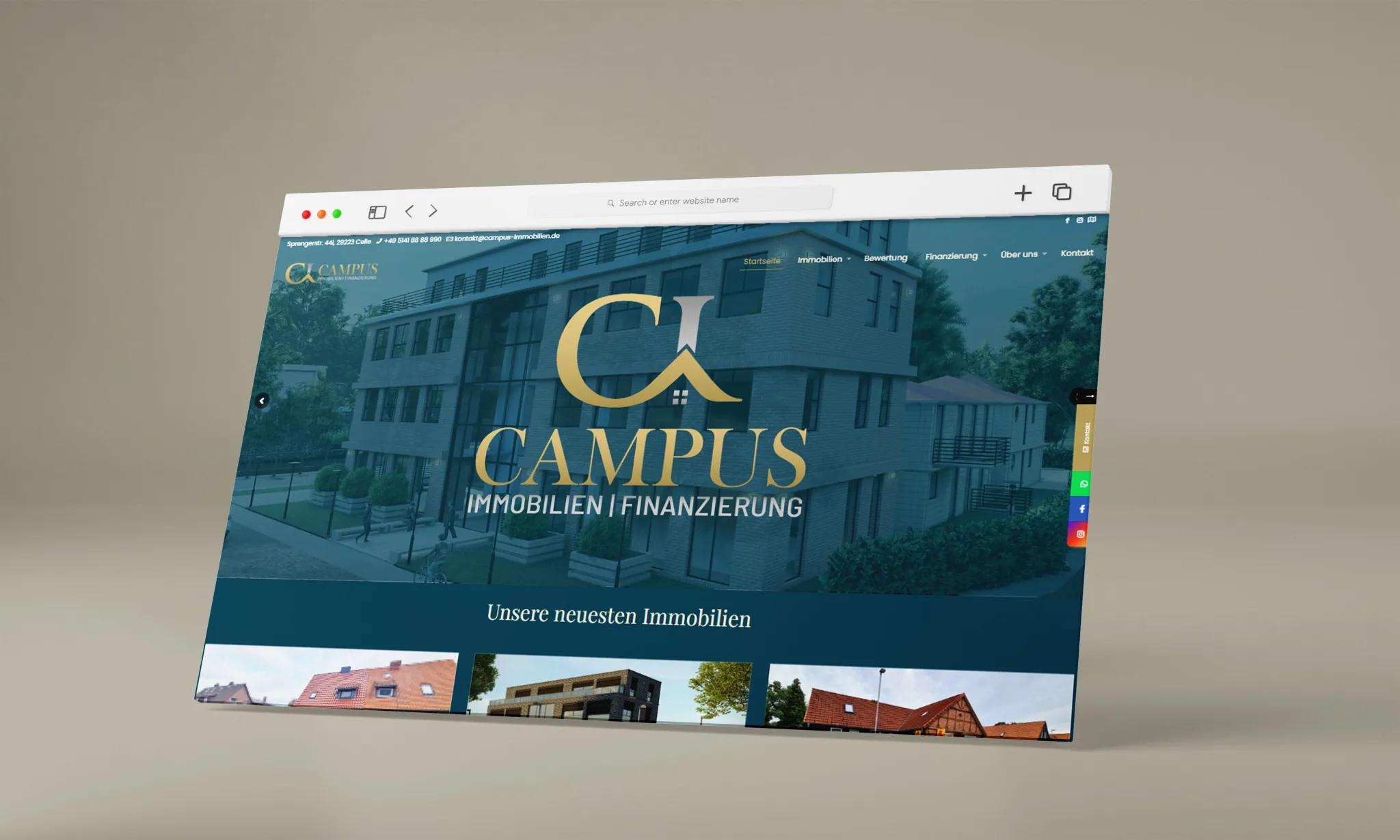 Webseite Campus Immobilien Webdesign von Ghasto Medienagentur
