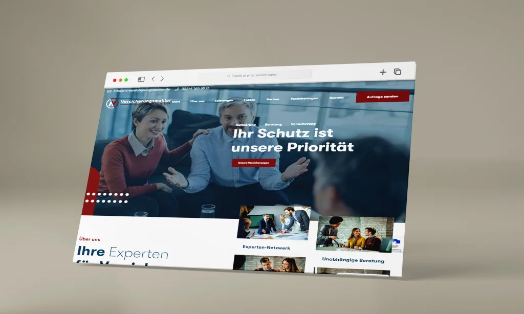Webseite NV Versicherungsmakler GmbH gestaltet von Ghasto Medienagentur in Troisdorf