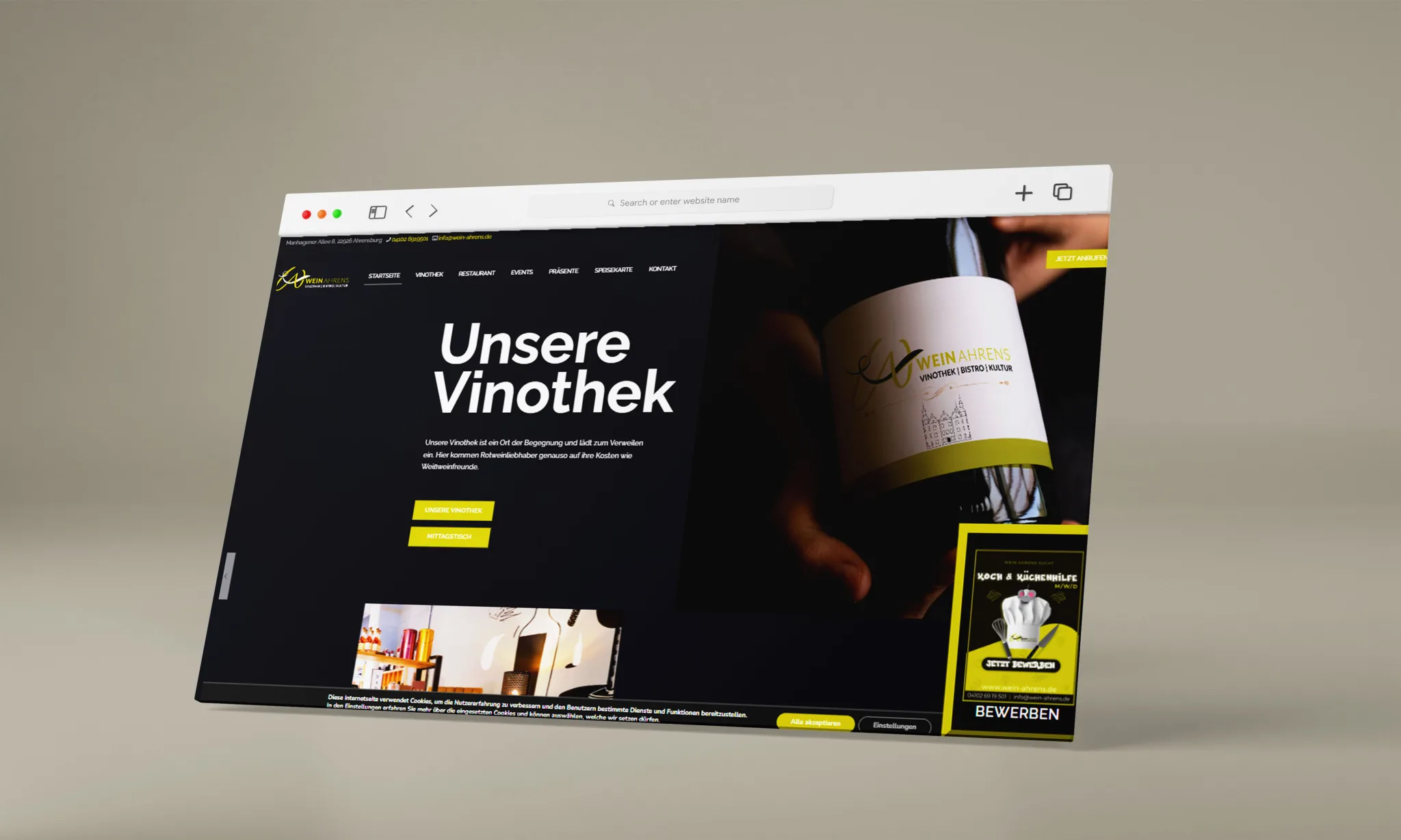 Webseite Wein Ahrens designt von Ghasto Medienagentur
